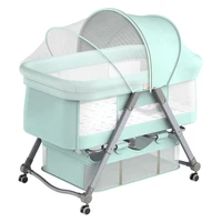 folding crib cradle bed stitching big bed bb european multifunctional portable crib newborn bed rocking baby bassinet