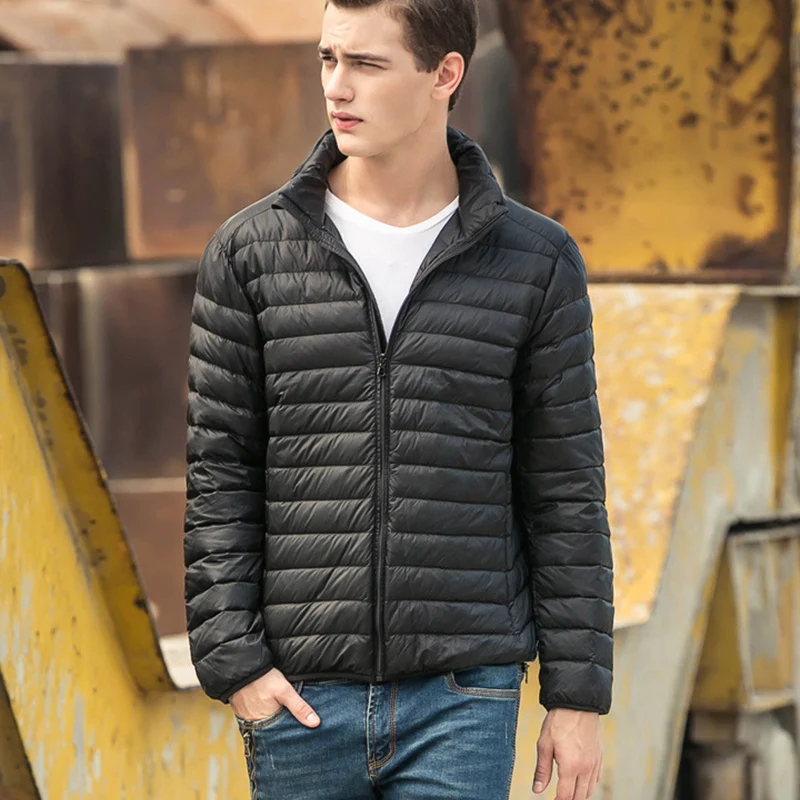 Мужские куртки парка теплый утиный пух наполнитель ультра тонкий светильник 2019