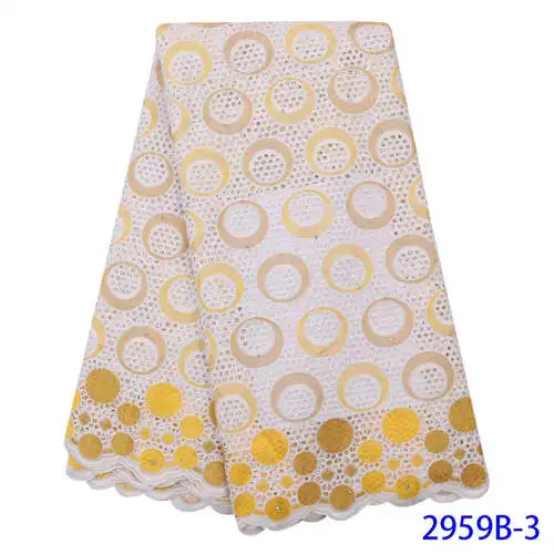White Lace Fabric 3 NIAI африканская кружевная ткань высокое качество хлопок кружево для женщин платье кружевная ткань швейцарская вуаль кружево в швейцарской XY2959B-2 - Цвет: White Lace Fabric 3