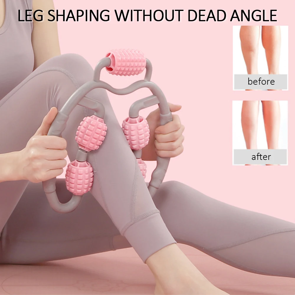 

U Shape Trigger Point Massage Roller for Arm Leg Neck Muscle Tissue for Fitness Gym Yoga Pilates Sports 4 Wheel
