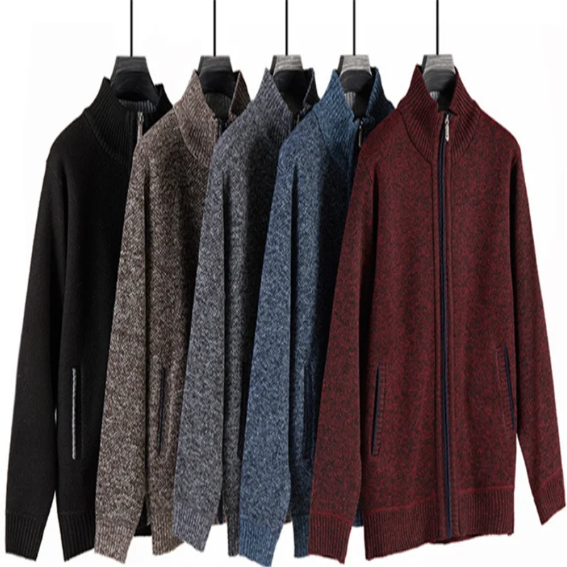 

2021 Autumn Winter Men's Sweater Coat Faux Fur Wool Sweater Jackets Men Zipper Knitted Thick Coat Warm Casual Knitwear Cardigan