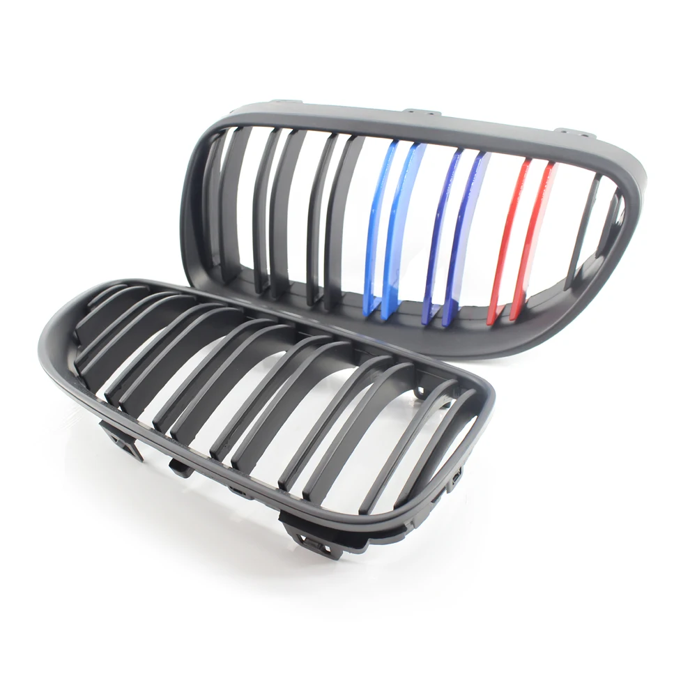 Автомобильный передний почек решетки гриль матовый черный двойная линия M Стиль