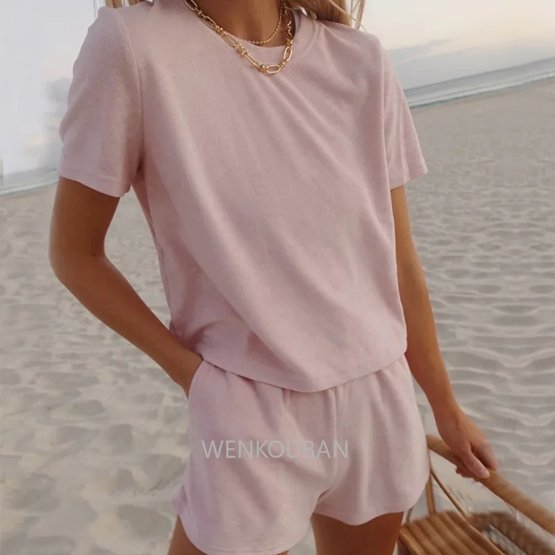

Summer Women Shorts Set Casual Shirt Tops Mini Shorts Lounge Wear 2 Piece Sets Fitness Sporty Tracksuit Female conjuntos mujer