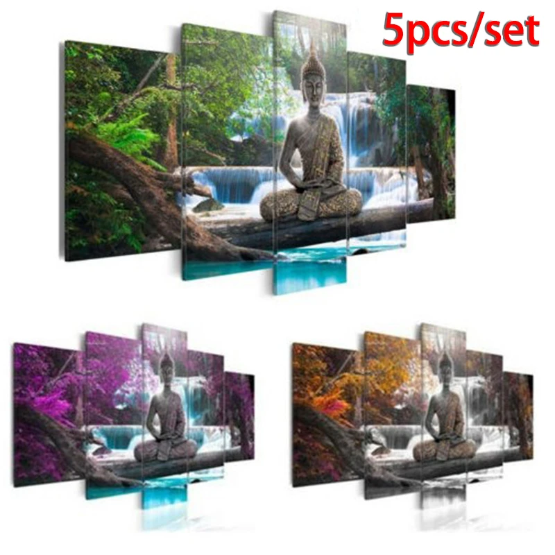 

5Pcs Canvas Modern Picture Wall Art Decor Home Buddha Zen Landscape Painting Posters & Prints High Quality