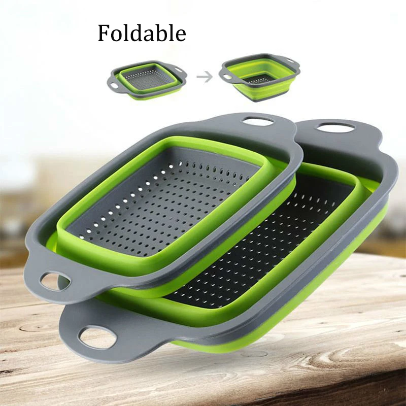 

Складная квадратная кухонная сумка для хранения, дренажный складной дуршлаг, силиконовый складной фильтр Basketry