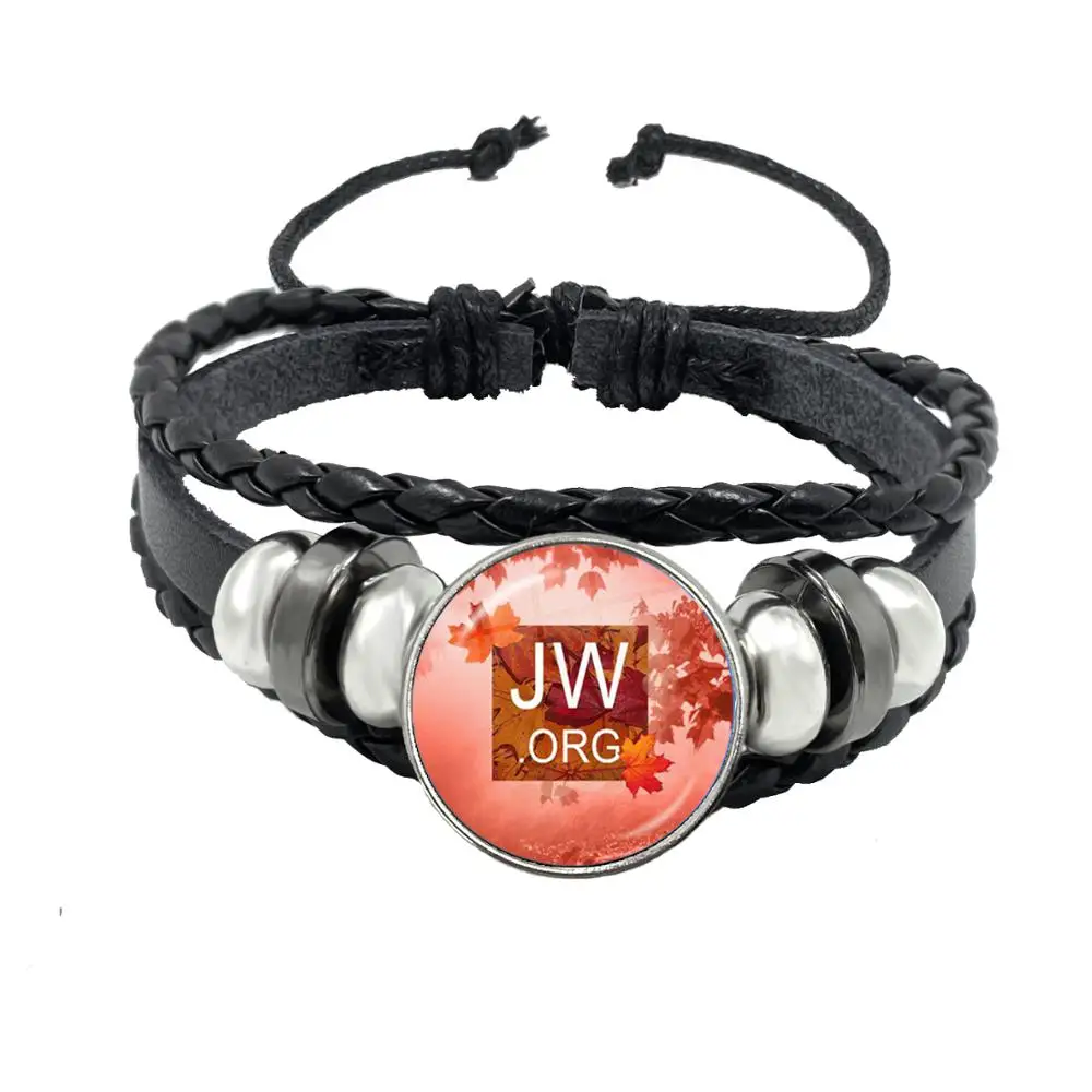 Кожаный браслет с черными пуговицами 18 мм со стеклянным кабошоном | Украшения и