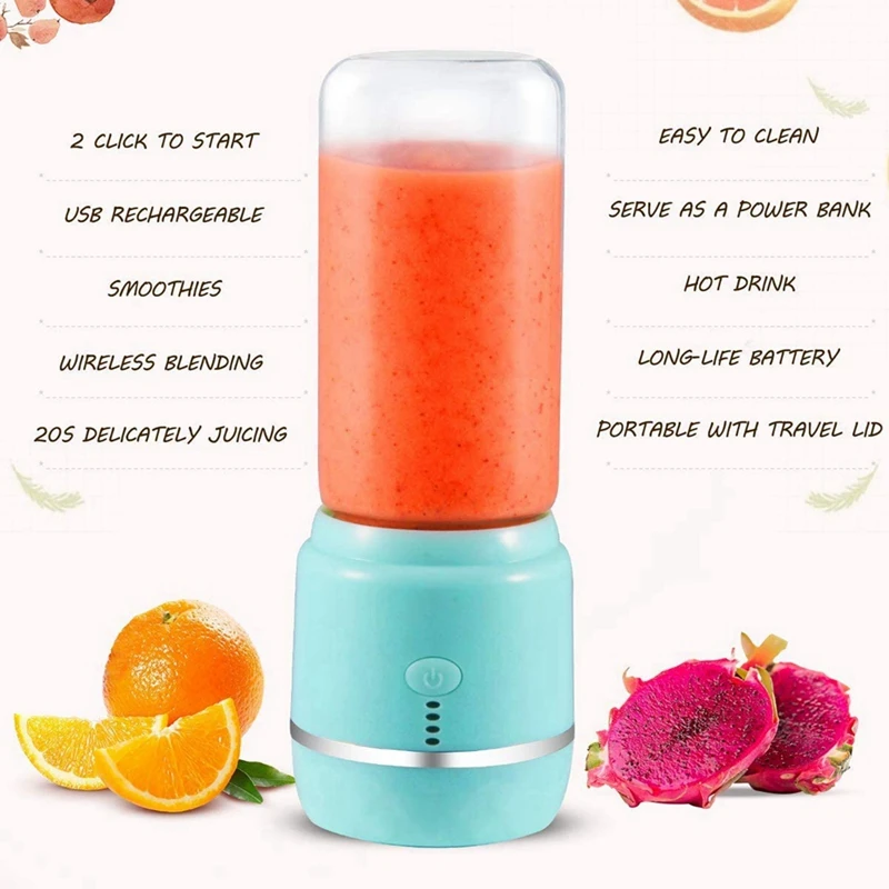 

2 Set Portable Blender, for Shakes and Smoothies, Juice Mixer for Home, Outdoor,Blue & Black