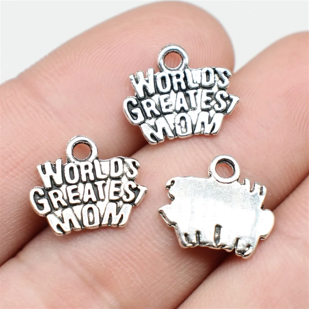 

WYSIWYG 20 шт. 14x12 мм миры самой большой мамы Подвески античный серебряный цвет для подвески DIY ювелирные изделия