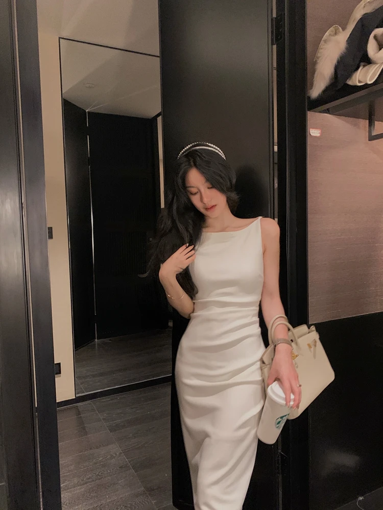 

2021 New Bodycon Midi Dress Women Backless Summer Sexy Club Dresses Elegant Sleeveless Spaghetti Strap Party Dress