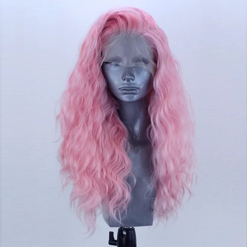 RONGDUOYI Long Pin Hair Synthetic Lace Front Wig Natural Wave Wigs for Women Side Part High Temperature Cosplay | Шиньоны и парики