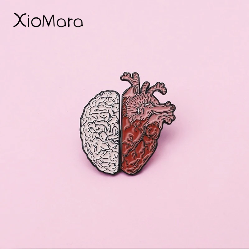 Анатомический набор мозгового сердца мозговое искусство темная брошь кнопка