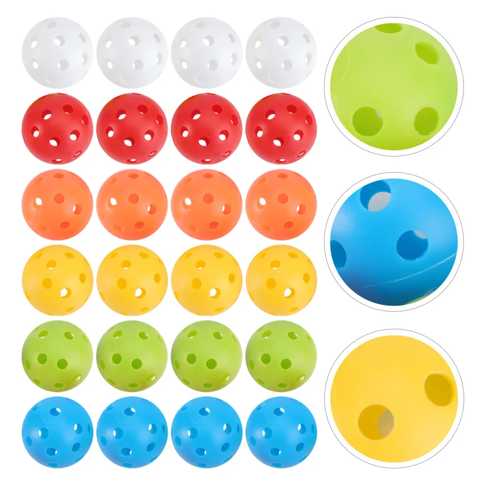 

24pcs Perforated Play Balls Hollow Practice Training Sports Balls (Mixed Colors)