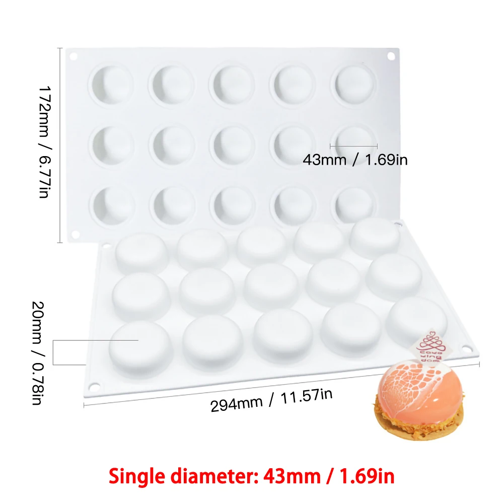 

3D Cake Mold Silicone 15-Cavity Baking Silicone Mould Mousse Bread Biscuit Mold Supplies Cake Decorating Tool Baking Accessories