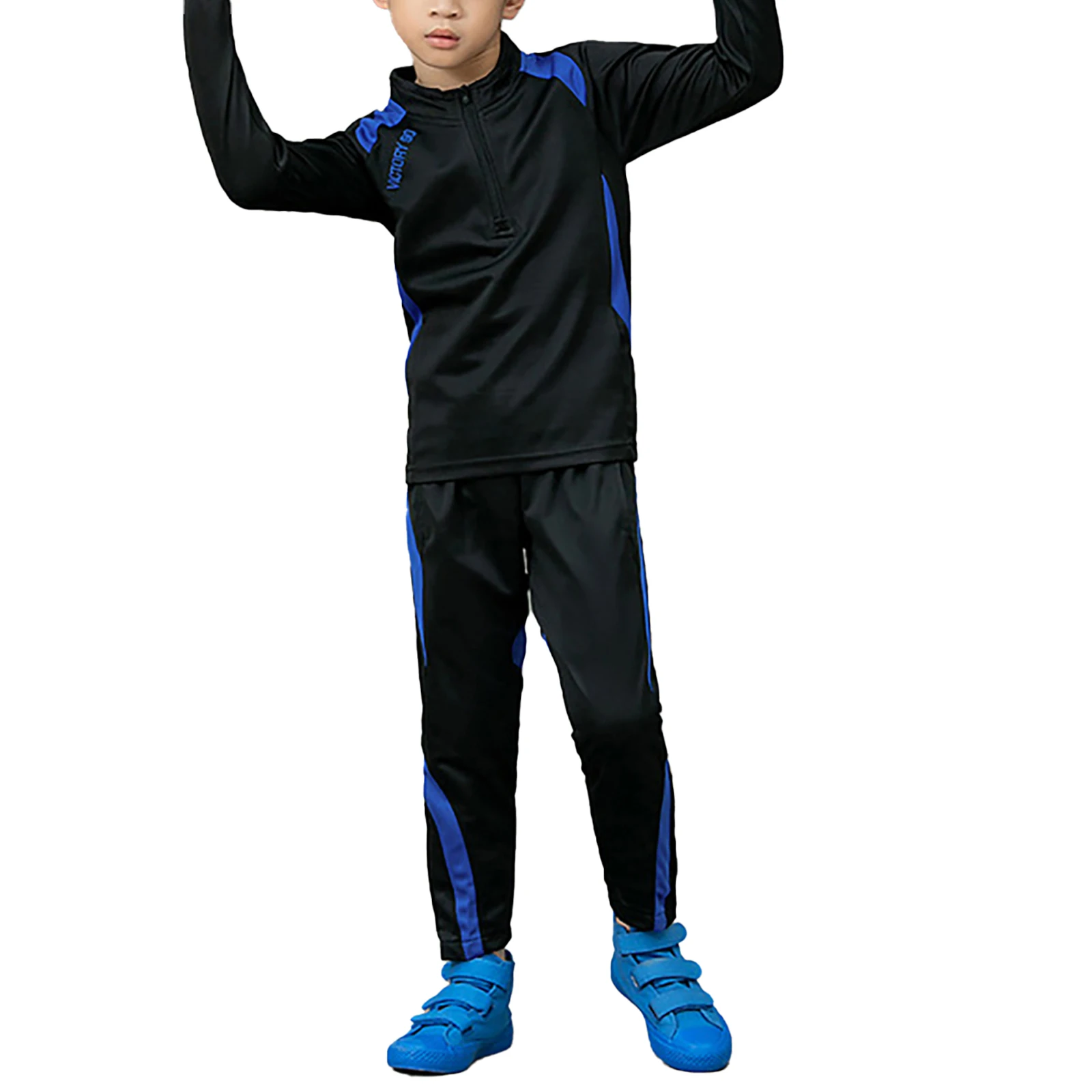 Спортивный костюм для мальчиков эластичный комплект одежды с ложным воротником