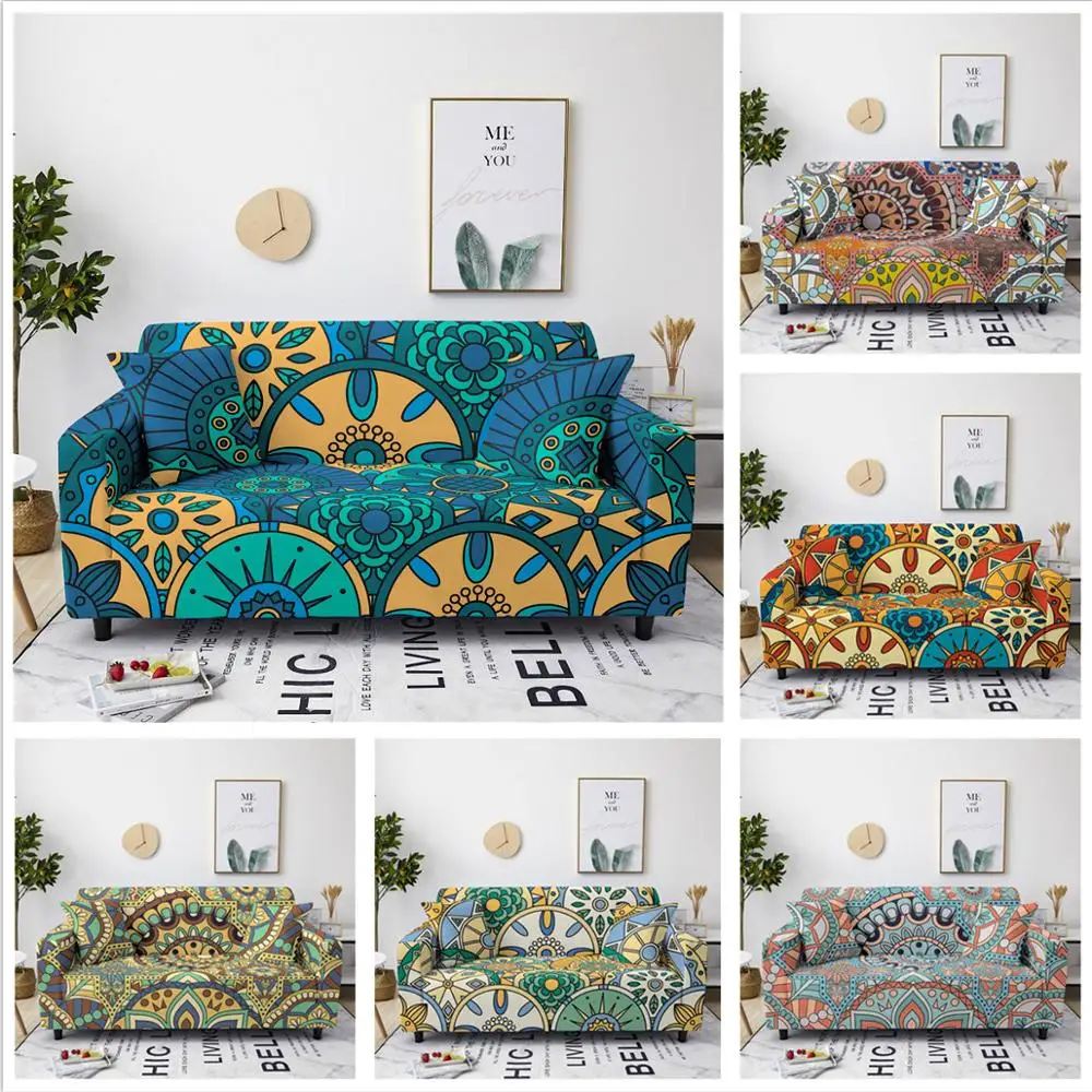 

Ethnic Flower Elastic Sofa Cover for Living Room Furniture Armchair Cover Stretch Couch Cover Case Sofa Slipcover 1/2/3/4 Seater