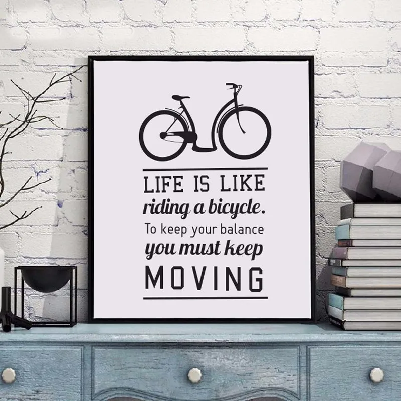 

Bicycle Life Inspirational Quotes Art Poster Photo Living Room Office Hotel Public Decorative Painting Wall Letters English