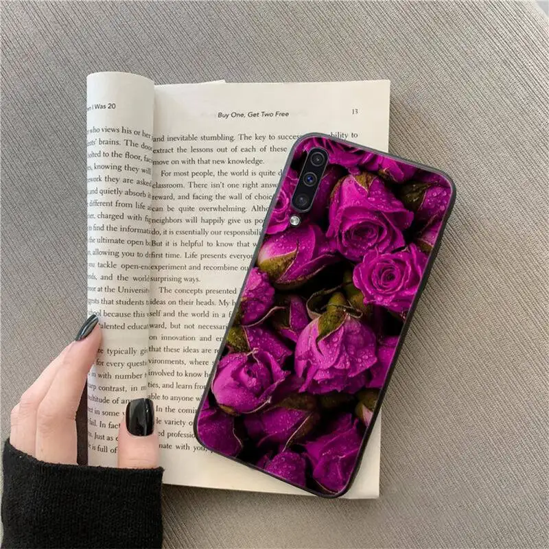 

retro pink rose flowers Soft black Phone Case For Samsung M10 20 30 A 40 50 70 71 6S A2 A6 A9 2018 J7 CORE PLUS STAR S10 5G C8