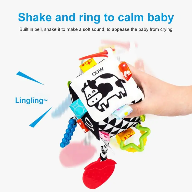 

Baby Comfort Toys Plush Ring Bell Black And White Geometry Bed Stroller Hanging Rattles Early Educational Toys Children Gifts