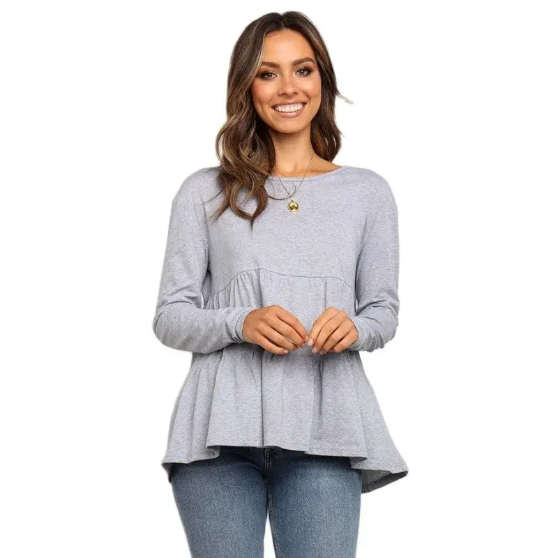 Модные Повседневные новые женские осенние однотонные топы со сращением 2021