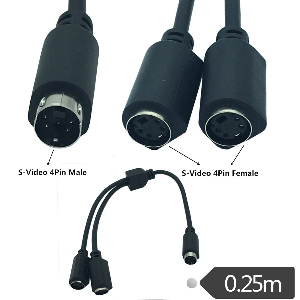 

Y Cable Adapter Splitter S-Video 2 Female to Male 0.3m