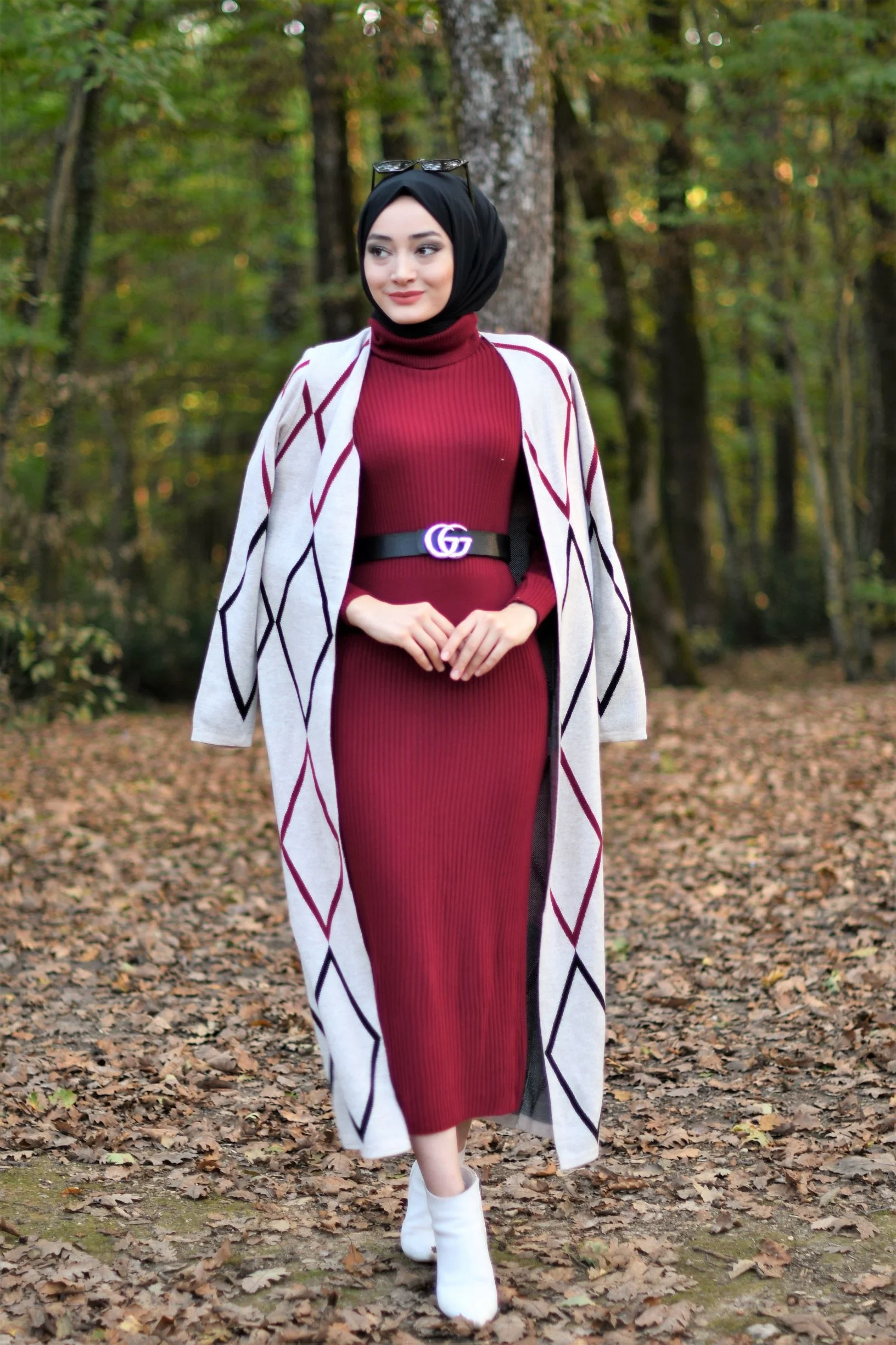 

Women 2pcs Winter Dress Islamic Clothing Muslim Fashion Turkish Made High Quality Casual Daily Style Tricoat Warm New 2021