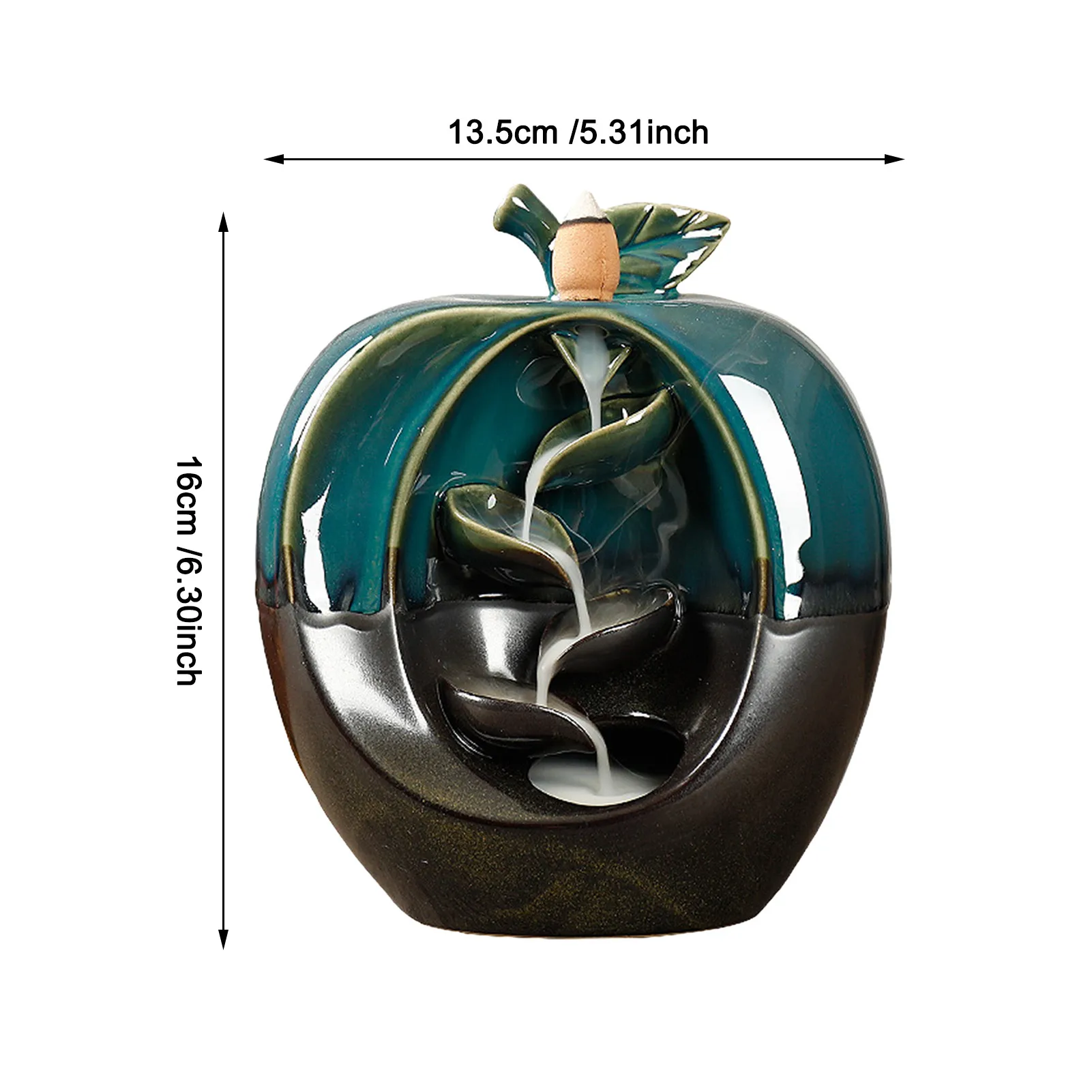 

Ceramic Backflow Incense Burner Home Decor Yoga Meditation Censer Fruit Shaped Waterfall Incense Burner With 10 Incense Cones