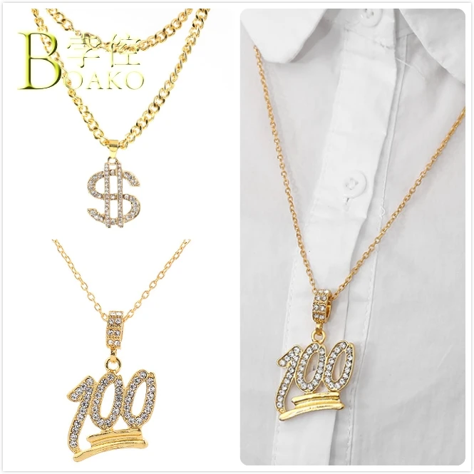 Ожерелье Стразы для женщин и мужчин в стиле хип хоп с цирконом сверкающее