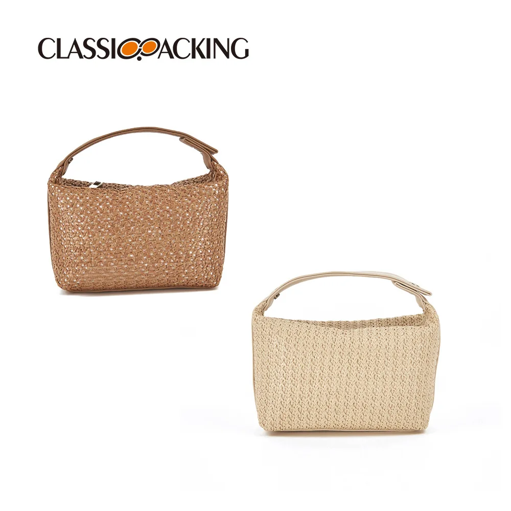 

Straw Knotted Design Girls Cosmetic Bag Women Makeup Bags Travel Organizer Toiletry Kits Portable Makeup Bags
