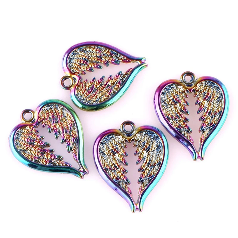 5 шт./лот Подвески в виде крыла ангела радужного цвета ювелирные изделия сумки