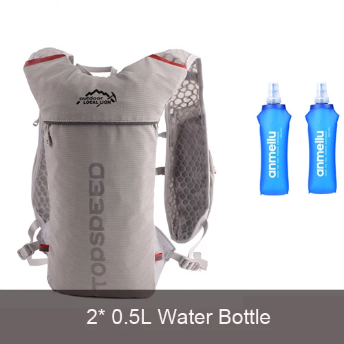 backpack and 1L Легкий Рюкзак бегущий жилет нейлоновая сумка Trail Велоспорт марафон Портативный Сверхлегкий Туризм 5L вариант 2L сумка для воды и бутылка - Цвет: backpack and 1L