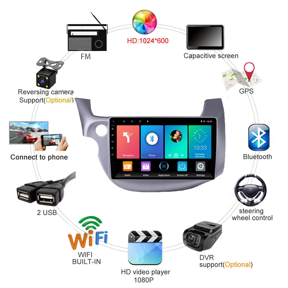 2 din 10 1 &quotАвтомобильный мультимедийный плеер Android WIFI GPS Авторадио для HONDA FIT JAZZ 2007