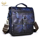 Толстая дизайнерская школьная сумка-мессенджер из натуральной кожи для мужчин, модный синий тоут через плечо для колледжа и планшета 9,8 дюйма, ранец, 039