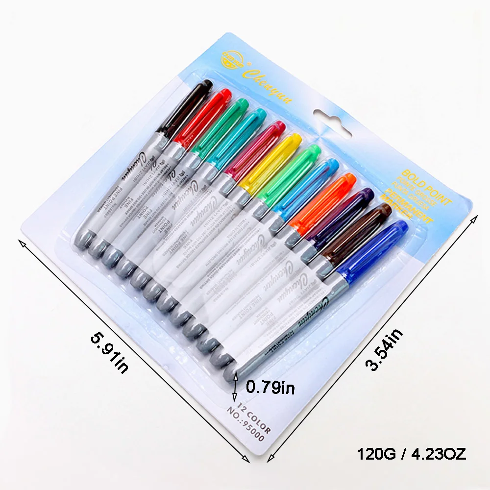 

12pcs Marker Pen Skin Markers Tattoo Piercing Pen Supplies Tool Body Art Tattoo Accessories Office School Supplies