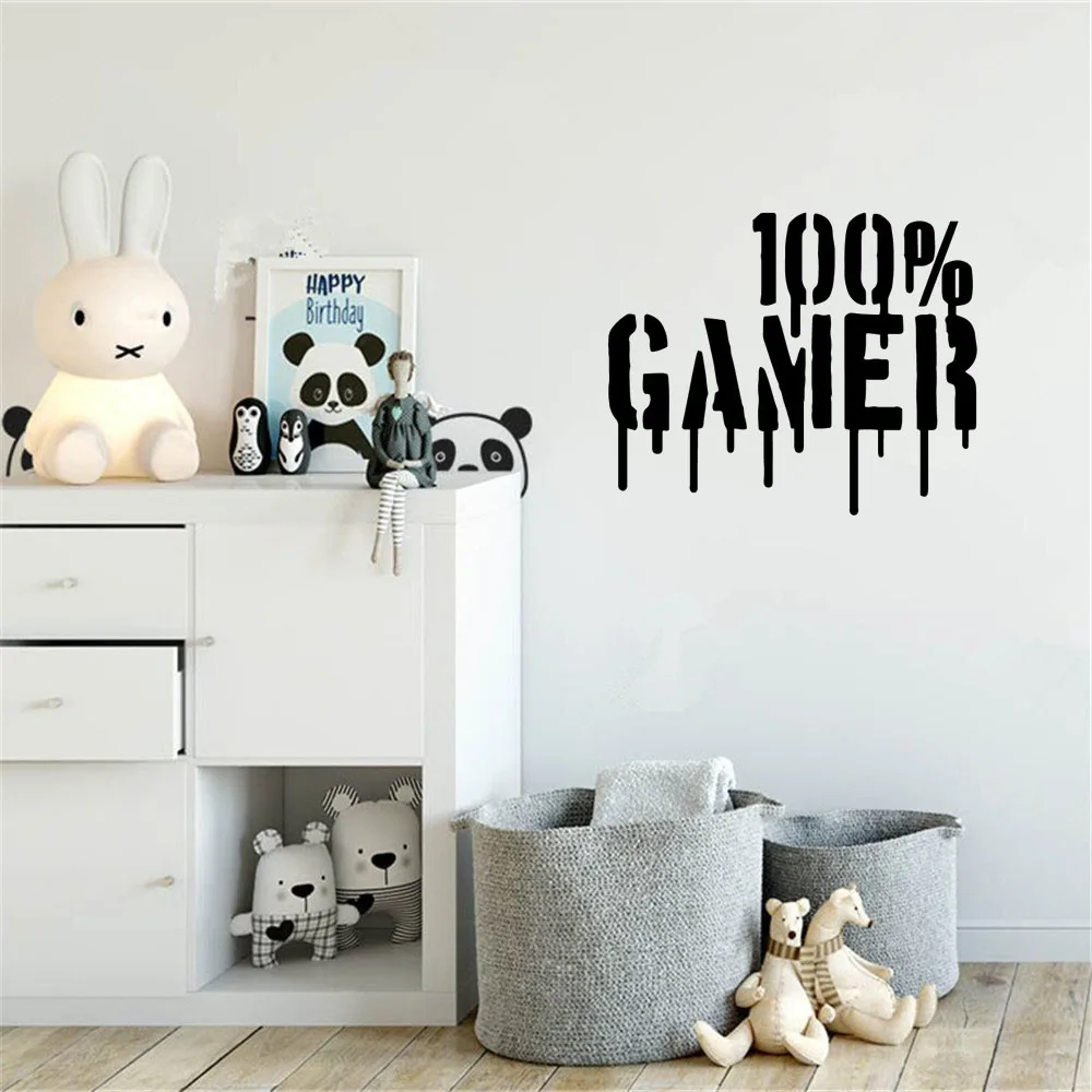 

100% Gamer Wall Sticker Ps4 Gaming Poster Wallpaper For Kids Boys Room Game Room Decoration Decals Vinyl Mural Stickers ph767