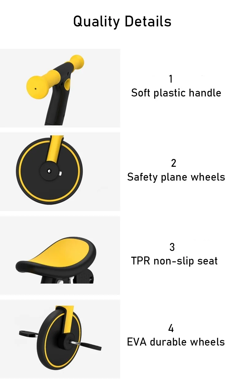 

uonibaby 4 into 1 Baby Stroller Pedal Tricycle Two Wheel Balance Bike Trolley
