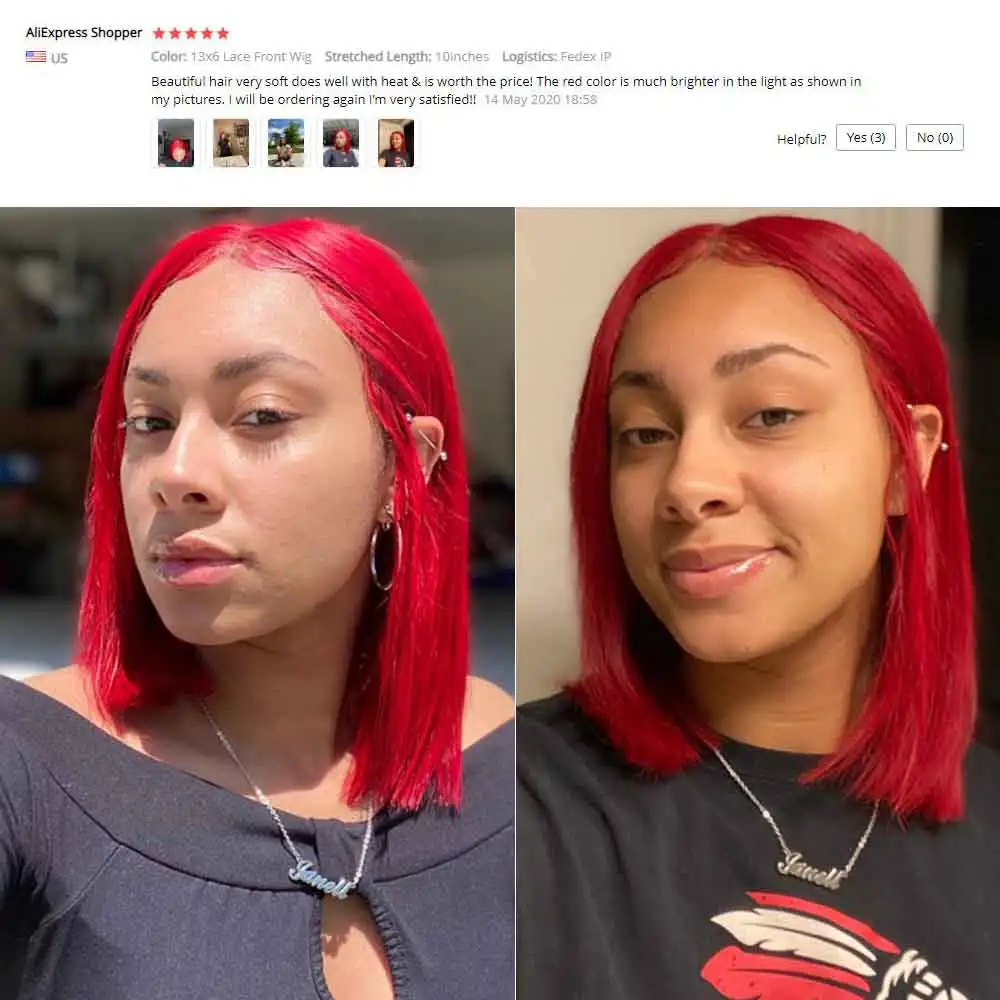 Прямой парик Боб вырез Фея короткие красные 360 фронтальные человеческие волосы