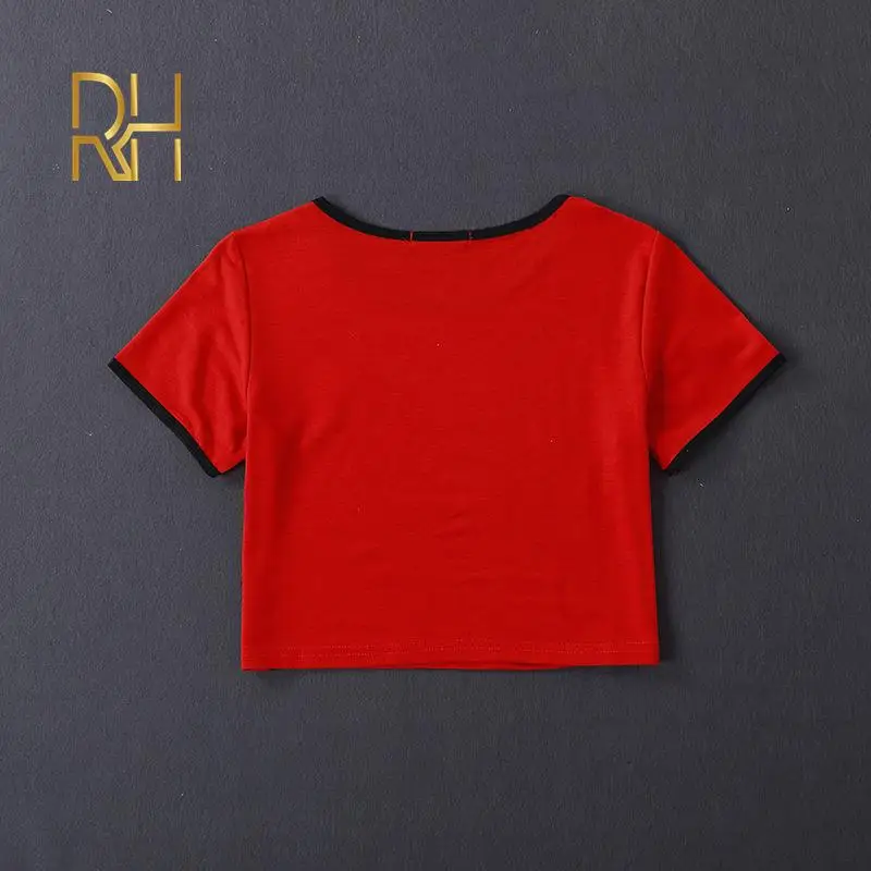 Кроп топ с милым принтом инопланетянина новинка летняя женская футболка круглым