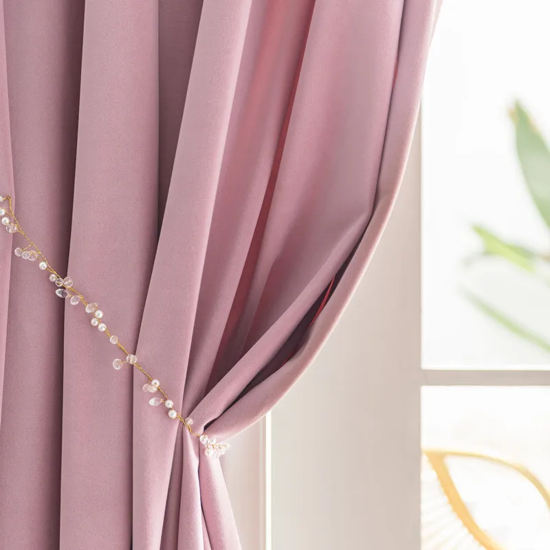 Роскошные бархатные занавески в скандинавском стиле светильник розовые оконные