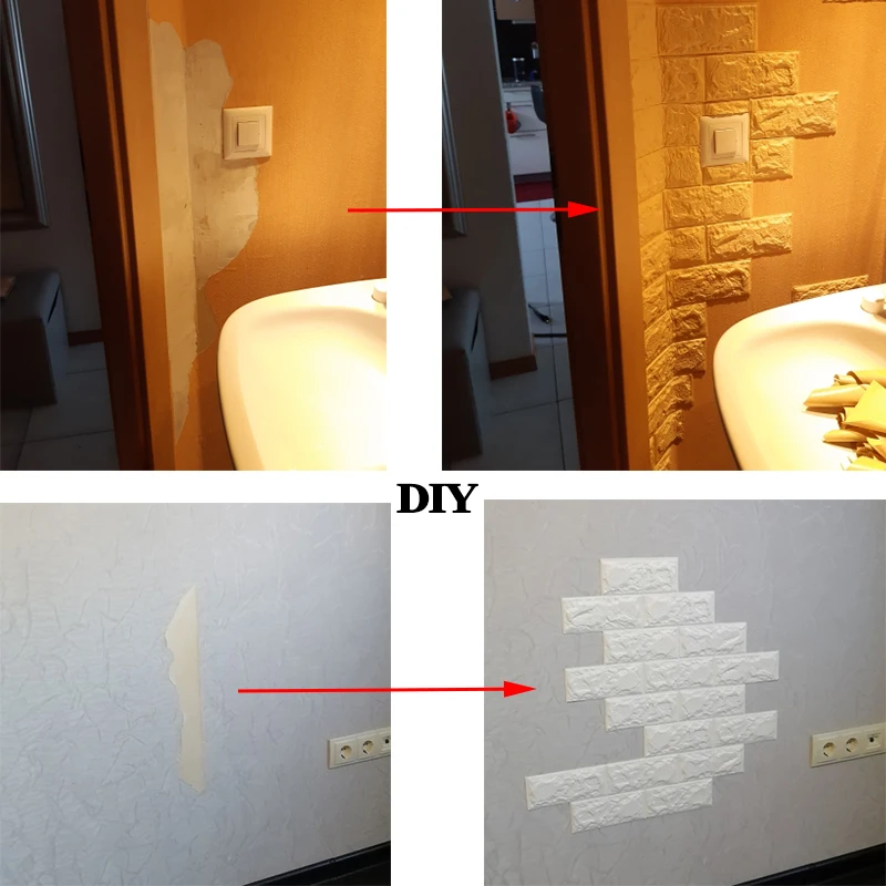 

10pcs/lot 77x70x0.3cm 3D Brick Wall Stickers Home Decor Kitchen Kids Children Living Room Bedroom Self Adhesive Foam Wallpaper