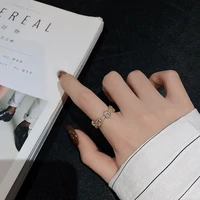 new fashion light luxury advanced sense cold wind retro square diamond opening female finger ring