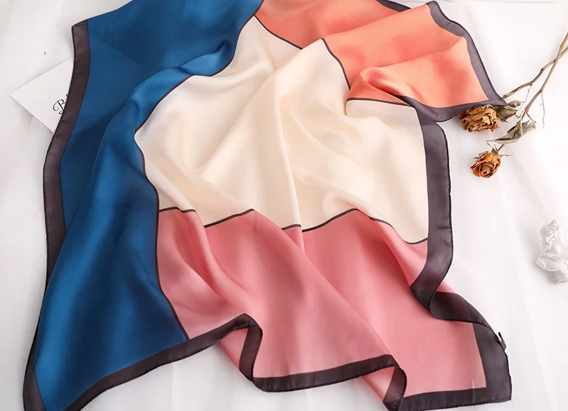 

2021 New Fashion Silk Square Scarf For Women 70*70cm Neck Hair Tie Band Bag Warp Soft Neckerchief Hijab Headscarf Female Foulard