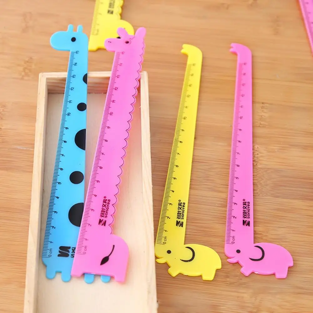 

HOT SALES!!! Cute Cartoon Giraffe Animal Plastic Ruler Kids Student School Stationery Gift