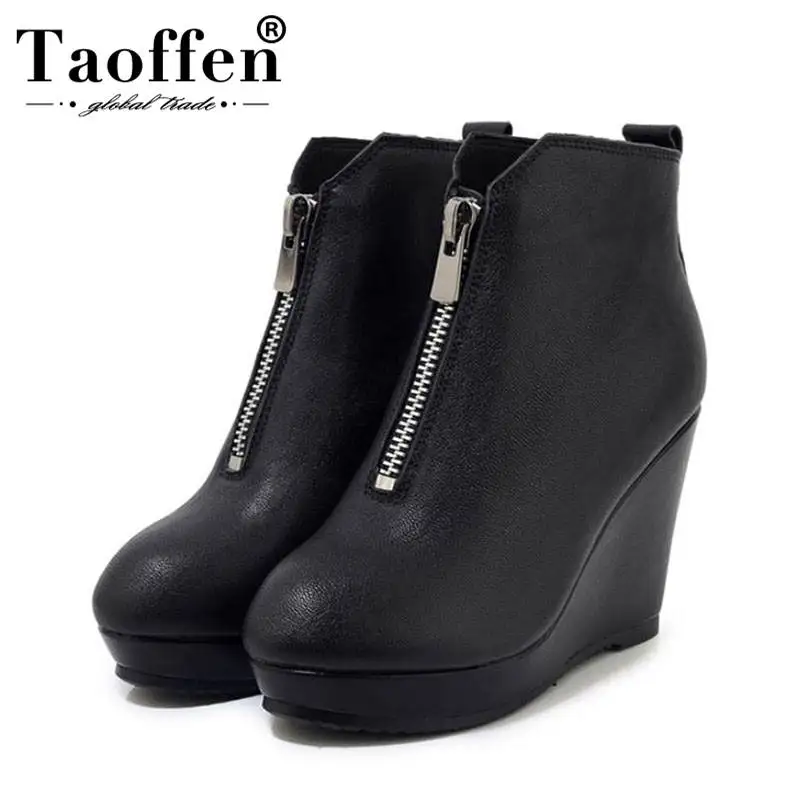 Женские Простые Ботильоны на танкетке Taoffen однотонные повседневные ботильоны