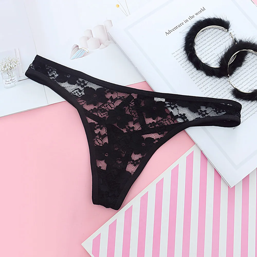 

Transparent Panties Underwear Woman Lace Thong G String Sexy Bow Briefs Lingerie Thong T-back Lace Female Low Waist Panties