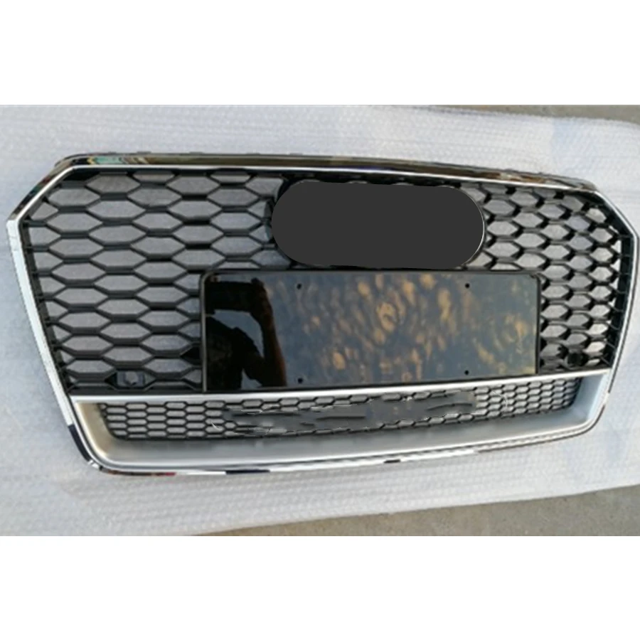 Для RS7 Стиль передняя Спортивная Шестигранная сетка сотовая HoodGrill хромированная