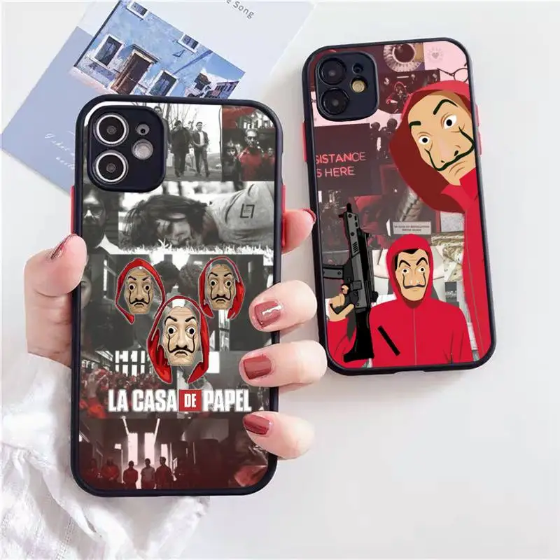

La Casa de papel Spain TV Phone Case Matte Transparent for iPhone 7 8 11 12 s mini pro X XS XR MAX Plus Clear mobile bag