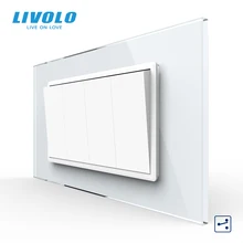 Livolo US Standard 90mm Luxurious Telephone Com TV  SATV aiduo socket, white Pearl Crystal Glass panel, socket plugs