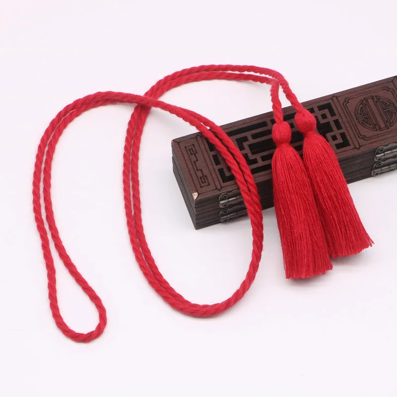 2 шт. двухконцевые длинные 134 см Tieback кисточки DIY ремесла Ювелирные изделия занавес одежды Декор шелковый шнур изолента кисточки кулон - Цвет: Red tassls