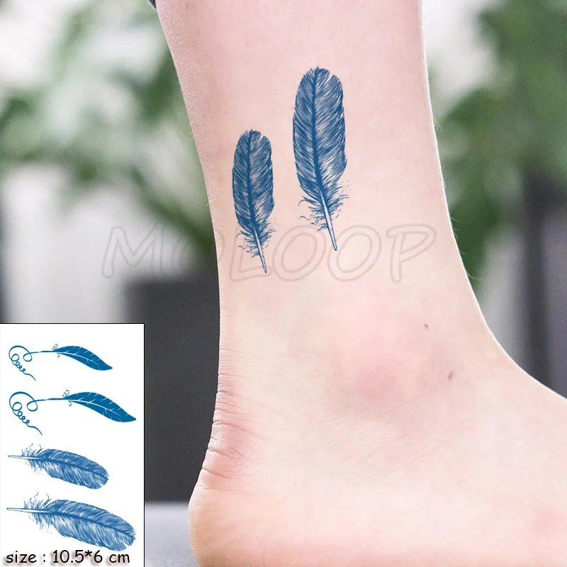 Тату Переводные временные водостойкие на шею соблазнительное тату с пером