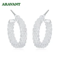 925 silver 20mm weave round circle hoop earring for women silver jewelry gifts